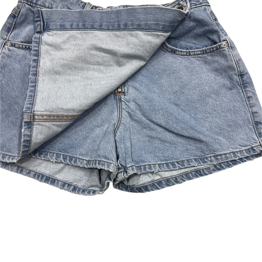 Zara‎ Womens Light Wash Denim Wrap Front Skort Blue High Waisted Size S